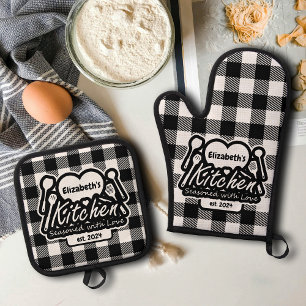 Set De Manoplas Cocina rústica de Personalizado con manchas de búf