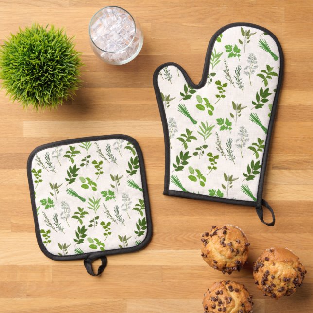 Set De Manoplas Cocina Verde Culinaria Jardín Herencias Cocina (De arriba hacia abajo)