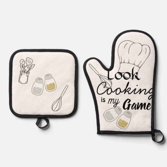Set De Manoplas Cocinar es mi juego (Anverso)