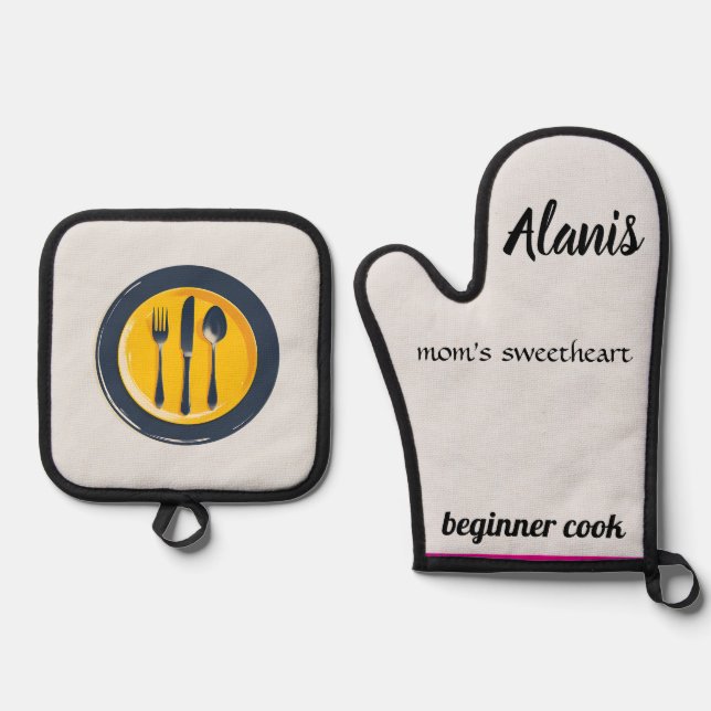 Set De Manoplas Cocinero principiante querido de la mamá de Alanis (Anverso)