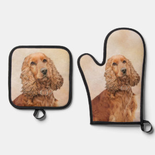 Set De Manoplas Cocker español pintura original de perro