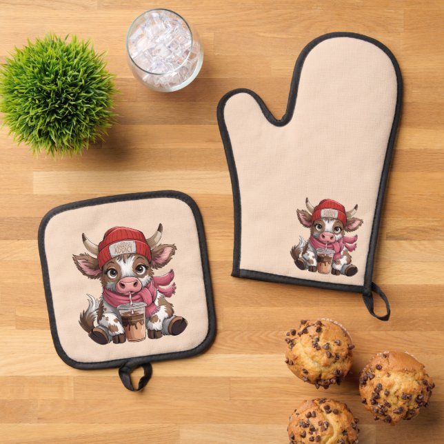 Set De Manoplas Coffee Addict Cow (De arriba hacia abajo)
