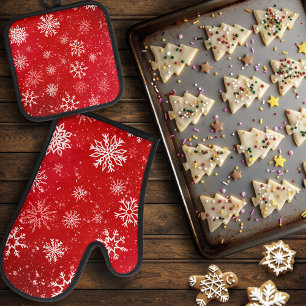 Set De Manoplas Cojos de Nieve Blancos Rojo Rubí 