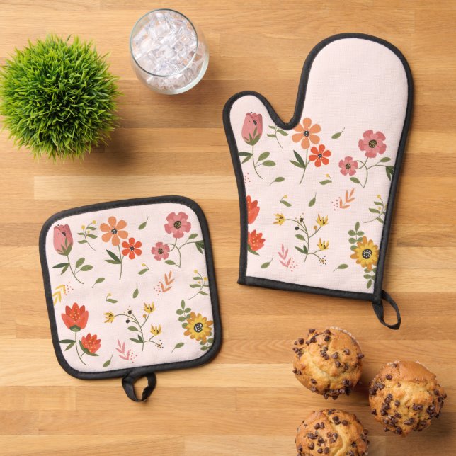 Set De Manoplas colección de flores  (De arriba hacia abajo)