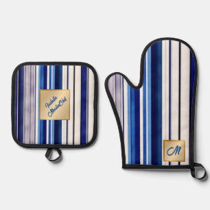 Set De Manoplas Colección de rayas de moda de la bota azul de la m