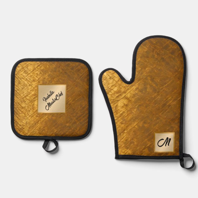 Set De Manoplas Colección popular de arte negro dorado (Anverso)