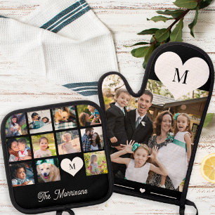 Set De Manoplas Collage multifoto moderno personalizado monograma