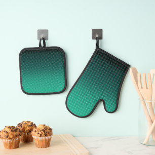 Set De Manoplas Color negro verde gradiente de puntos polacos impr