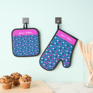 Set De Manoplas Colores brillantes y atrevidos, Mitón de horno ros