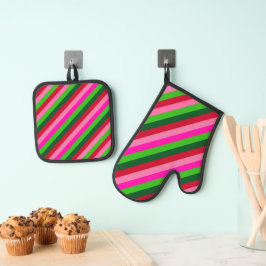 Set De Manoplas Colores contemporáneos Rayas de Navidad 