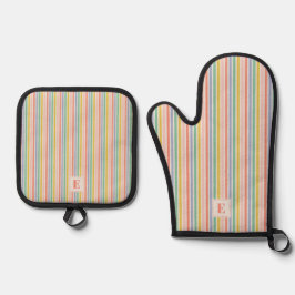 Set De Manoplas Colores de Arcoíris con Iniciales