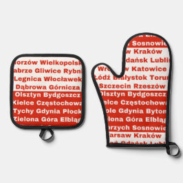 Set De Manoplas Colores de bandera polaca con ciudades