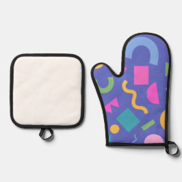 Set De Manoplas Colorful Abstract Geometric Memphis Style Pattern