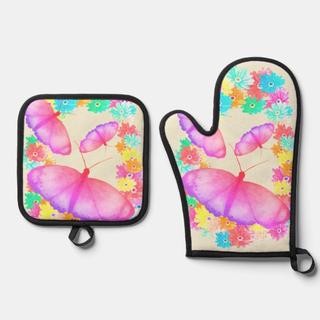 Set De Manoplas Colorful Butterfly Floral Dream (Anverso)