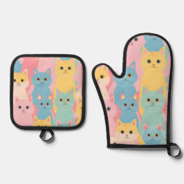 Set De Manoplas colorful cats