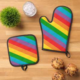 Set De Manoplas Colorida franja arcoiris