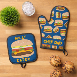 Set De Manoplas Comedor de carne personalizado de Burger Chef Dad
