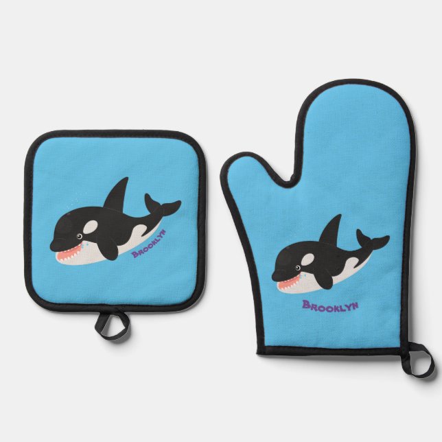 Set De Manoplas Cómico asesino ballena orca personalizado lindo il (Anverso)