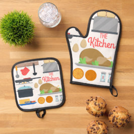 Set De Manoplas Comodidad en la cocina: Felt Pot Holder & Oven Mit
