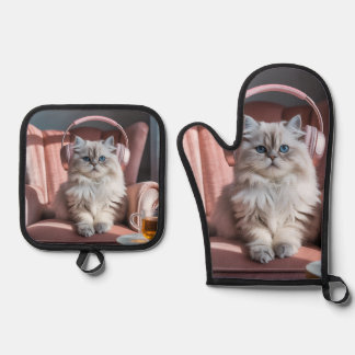 Set De Manoplas Cómodos túneles de gatos - lindo gato persa escuch