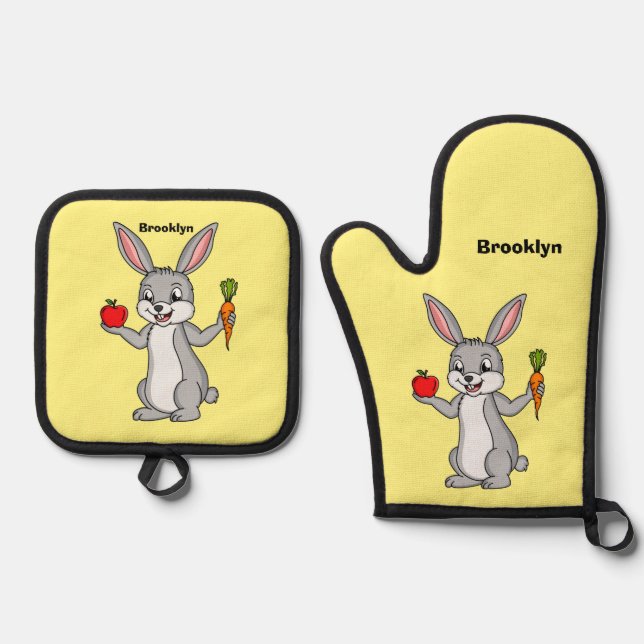 Set De Manoplas Conejo de conejo con verduras personalizado (Anverso)