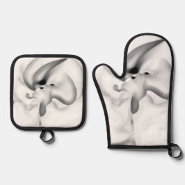 Set De Manoplas Congelado: Gris abstracto, blanco y negro