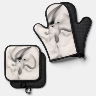 Set De Manoplas Congelado: Gris abstracto, blanco y negro