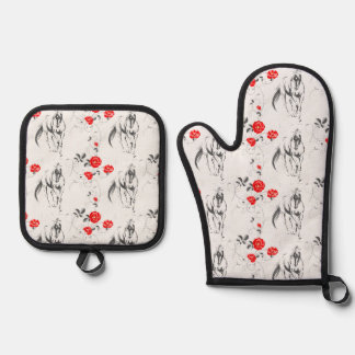 Set De Manoplas Conjunto de caballos de Oven Mitt barroco