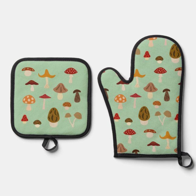 Set De Manoplas Conjunto de hongos Oven Mitt & Pot Holder (Anverso)