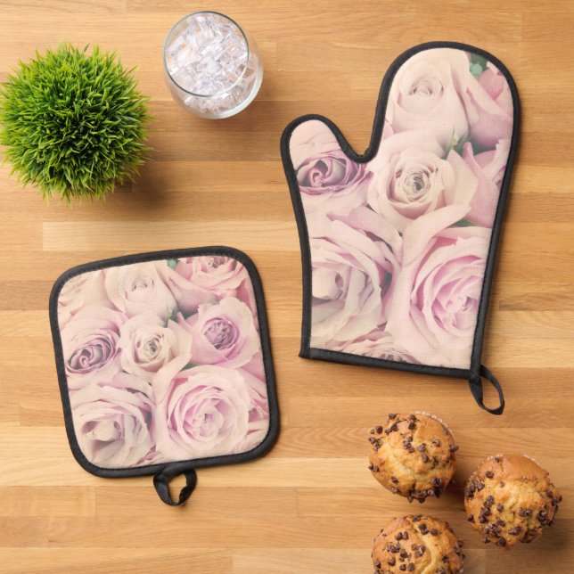 Set De Manoplas Conjunto de portaobjetos rosados Rubor Oven Mitt y (De arriba hacia abajo)