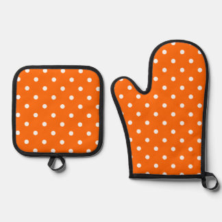 Set De Manoplas Conjunto de puntos de la polka del naranja Oven Mi