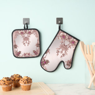 Set De Manoplas Conjunto de soporte de hornillos ornados rosados p