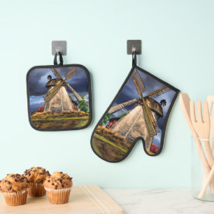 Set De Manoplas Conjunto Holanda de Oven Mitt & Pot Holder