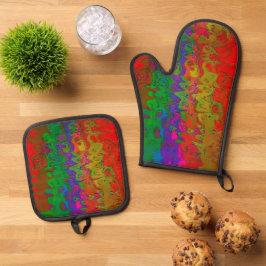 Set De Manoplas Conjunto Oven Mitt & Potholder