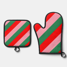 Set De Manoplas Contemporary Christmas Candy Stripes 