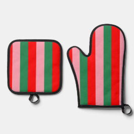 Set De Manoplas Contemporary Christmas Stripes 
