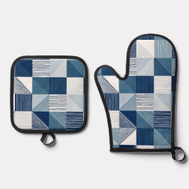 Set De Manoplas Controles geométricos modernos con líneas en azul