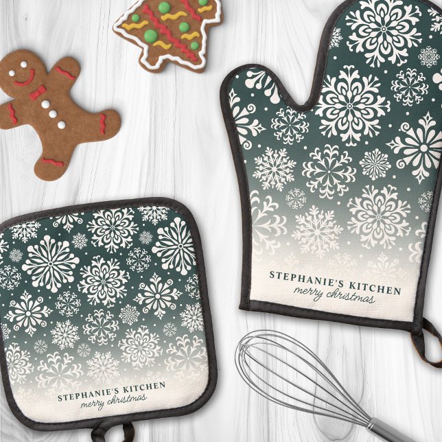 Set De Manoplas Copos de nieve en invierno sobre Navidades de ómbr (Subido por el creador)