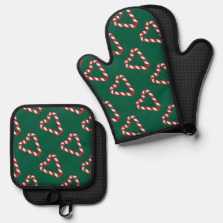 Set De Manoplas Coraazón de Caramelo Gráfico Tornillo de Navidad