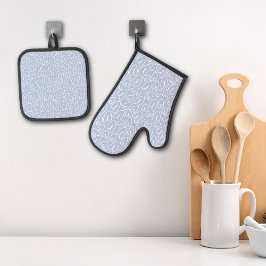 Set De Manoplas Corazón Azul Moderno