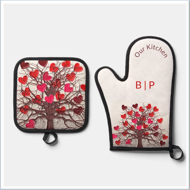 Set De Manoplas Corazón Botánico Moderno Nuestra Cocina (Subido por el creador)