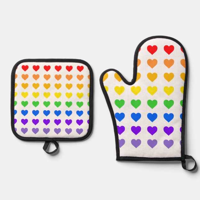 Set De Manoplas Corazones arcoiris (Anverso)