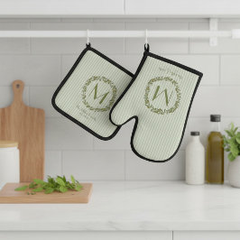 Set De Manoplas Corona de Olivo Personalizada con Monograma 