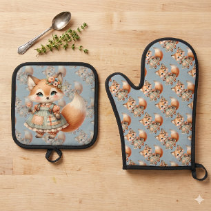 Set De Manoplas Cottagecore Floral Pastel Caprichoso Zorro