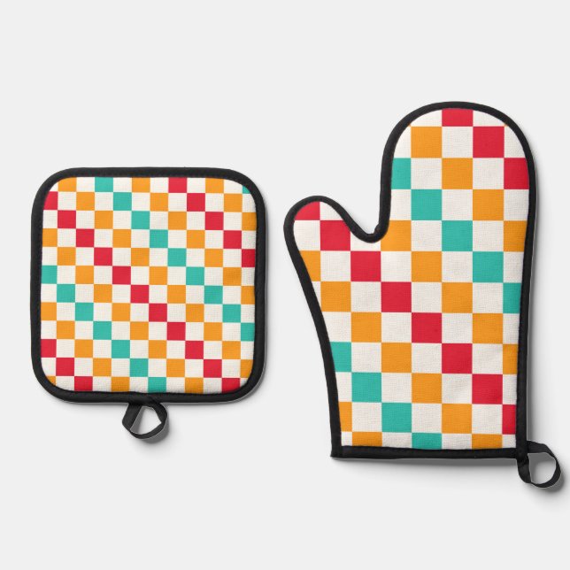 Set De Manoplas Cozy classroom diagonal checkerboard pattern (Anverso)