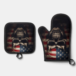 Set De Manoplas Cráneo de Bandera Americana