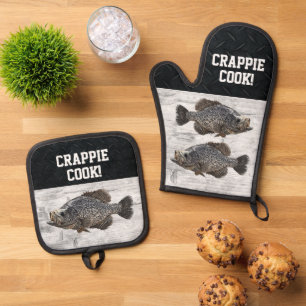 Set De Manoplas Crappie De Pescado Gracioso Sirve Cocineros De Pes