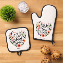 Set De Manoplas Crea en Mí un Corazón floral limpio