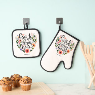 Set De Manoplas Crea en Mí un Corazón floral limpio