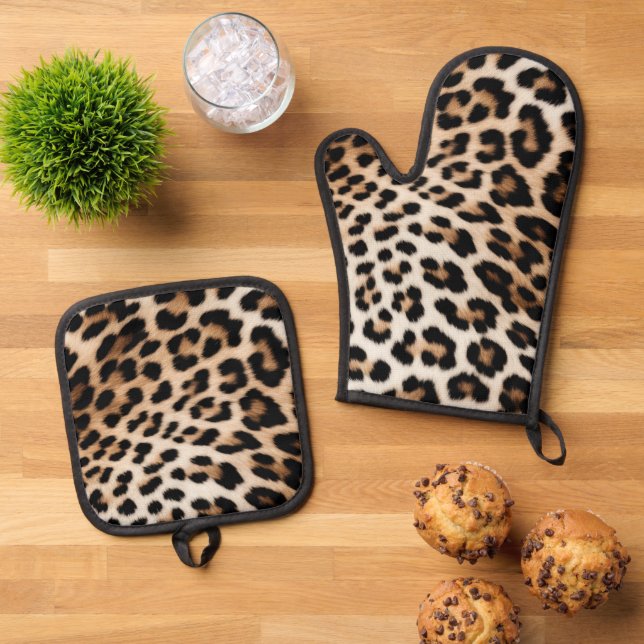 Set De Manoplas Cream Black Leopard Print (De arriba hacia abajo)